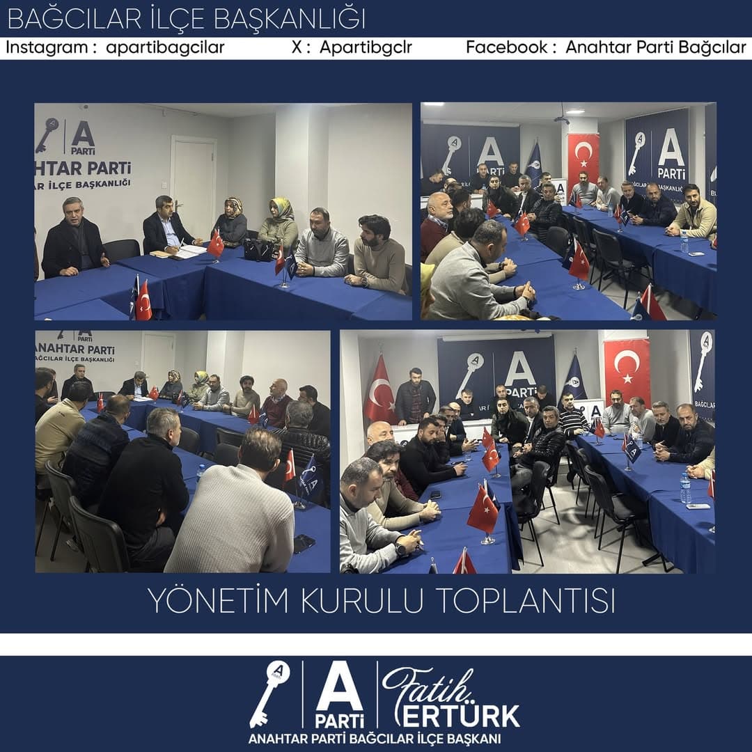 Anahtar Parti Bağcılar İlçe Başkanlığı olarak, İlçe Başkan Vekilimiz Salih Aydın başkanlığında haftalık yönetim kurulu toplantımızı gerçekleştirdik.