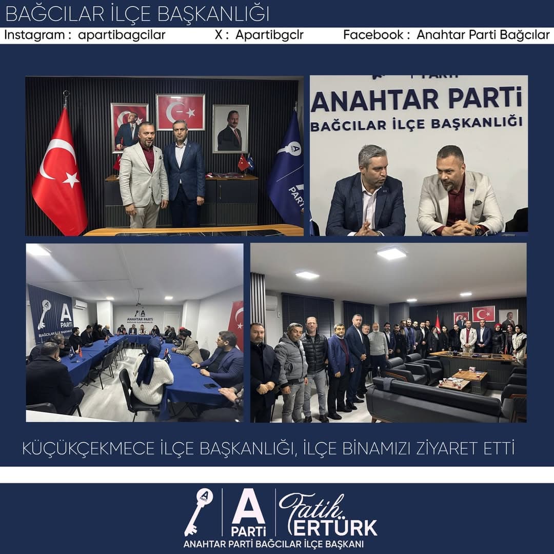 Anahtar Parti Küçükçekmece İlçe Başkanımız Uygun Şahin ve değerli yönetim kurulu üyeleri, ilçe başkanlığımızı ziyaret ederek bizleri onurlandırdı.