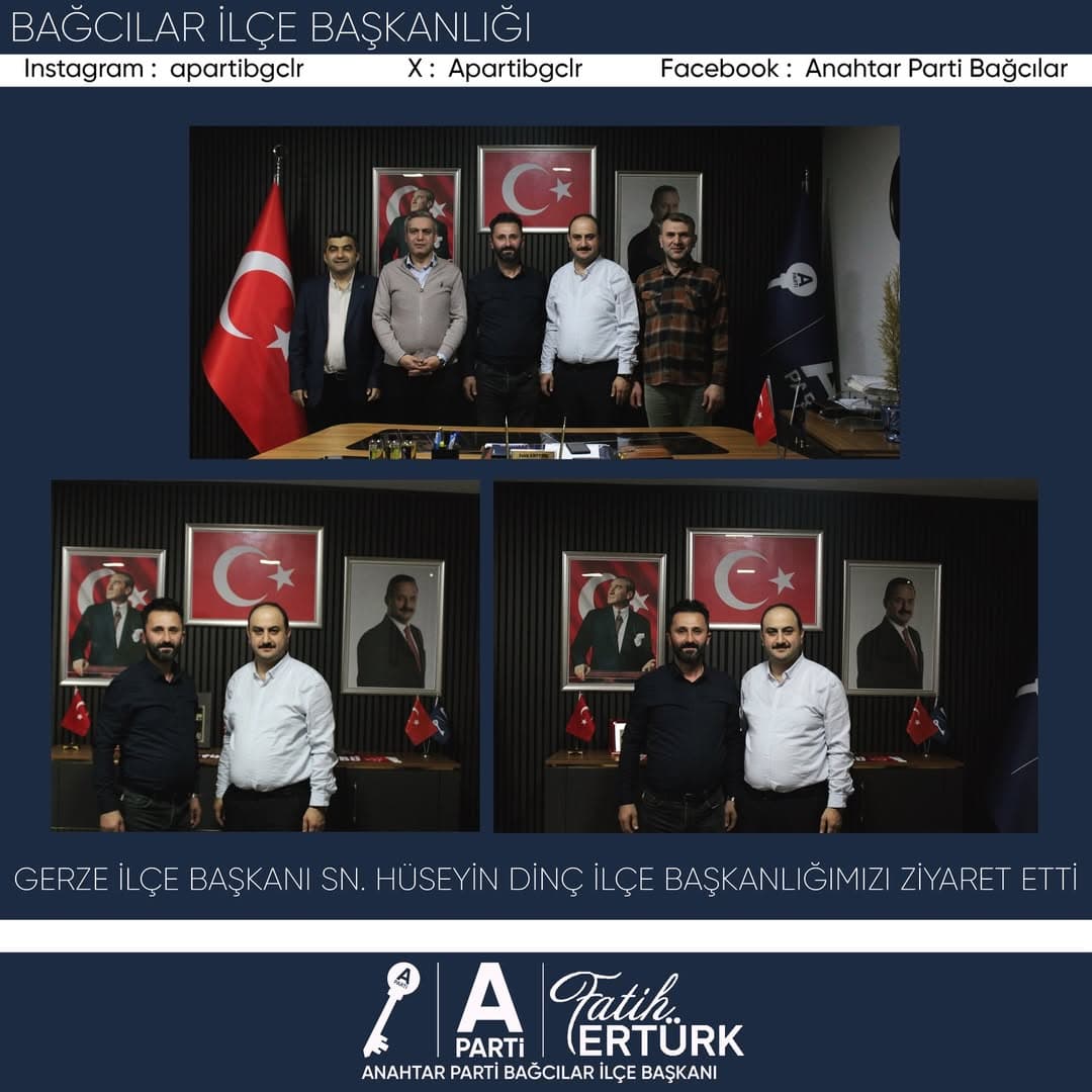 Anahtar Parti Gerze İlçe Başkanı Sayın Hüseyin Dinç, İlçe Başkanımız Fatih Ertürk’ü ilçe başkanlığımızda ziyaret etti.