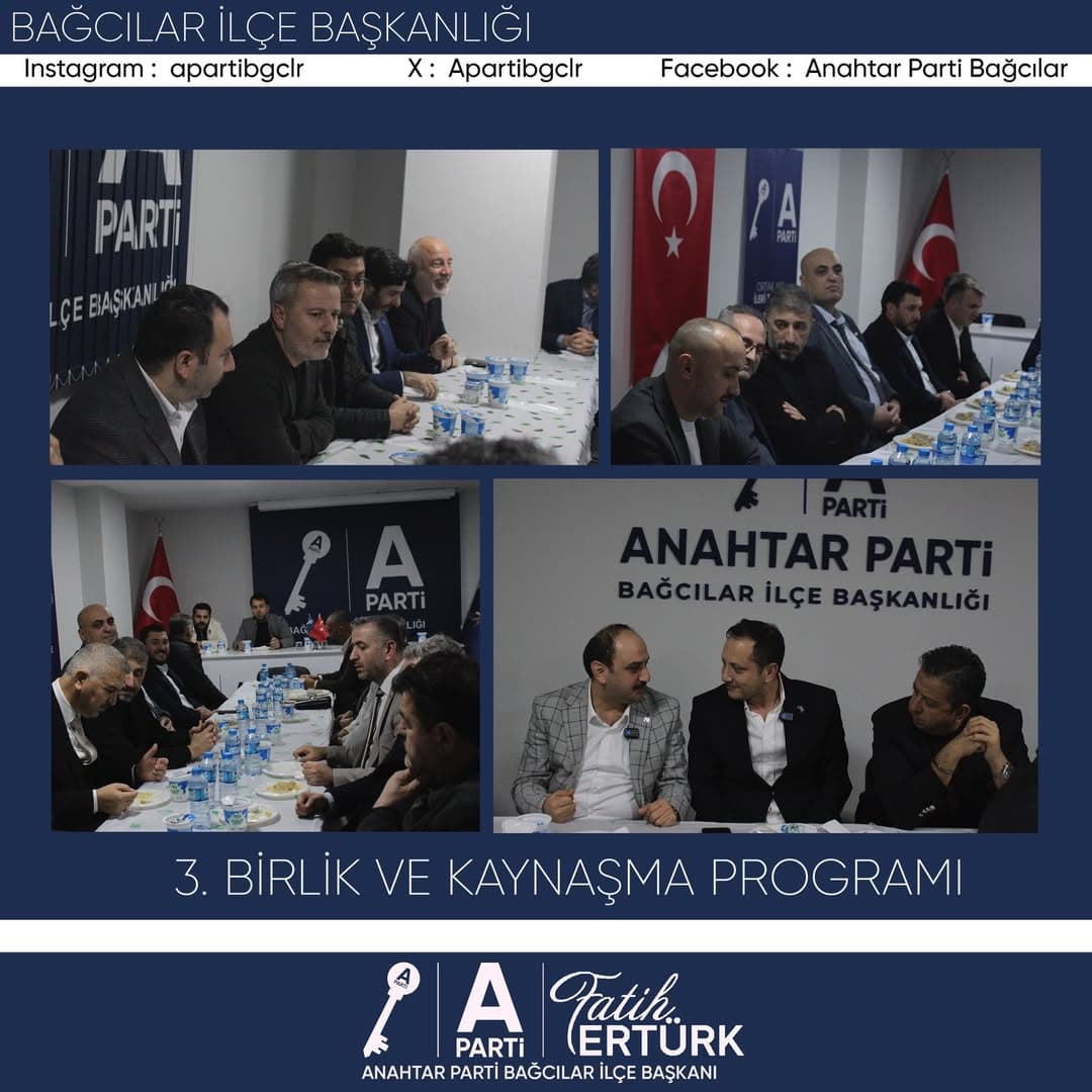 Anahtar Parti Bağcılar İlçe Başkanlığı olarak düzenlemiş olduğumuz 3. Birlik ve Kaynaşma Programımızı, büyük bir heyecan, güçlü bir motivasyon ve yüksek bir birlik ruhu içinde gerçekleştirdik.