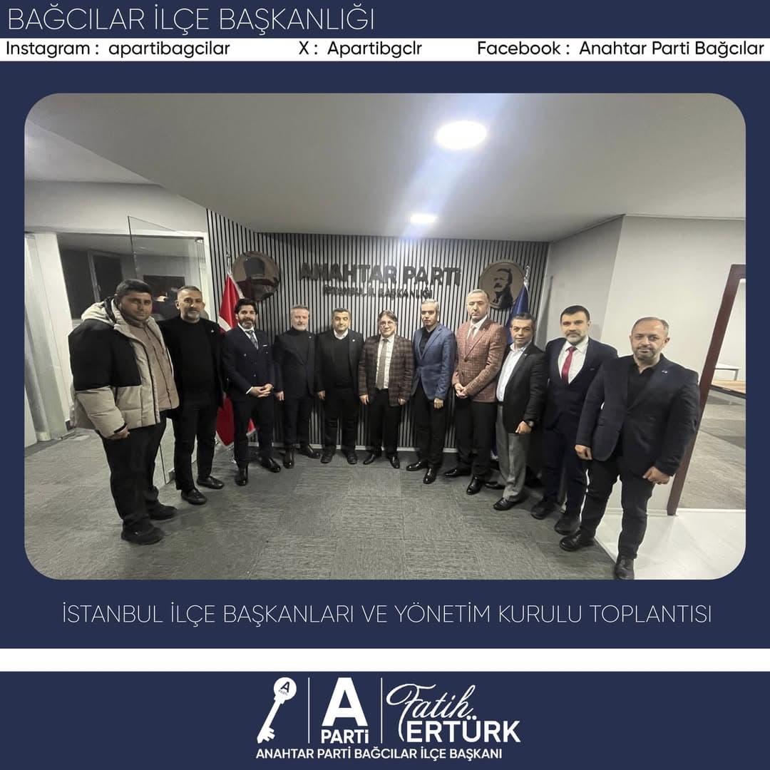 Teşkilat Başkanımız Sayın Tahir Keskinkılıç ve Teşkilat Başkan Yardımcımız Sayın Musa Malik Yıldırım’ın katılımlarıyla gerçekleştirilen 3 Kademe Yönetim Kurulu Toplantısına, Anahtar Parti Bağcılar İlçe Başkanlığı olarak katılım sağladık.