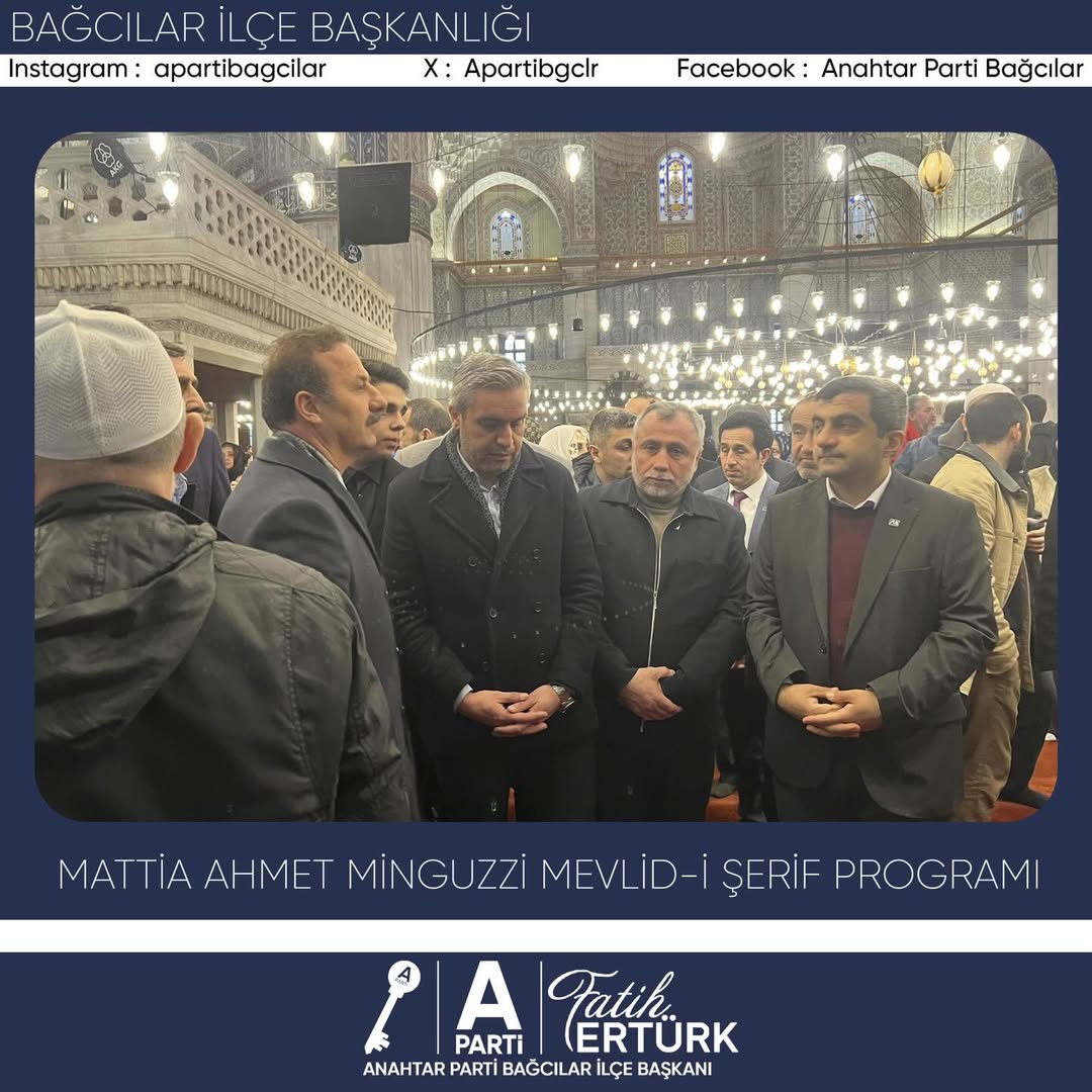Sultanahmet Camii’nin huzur veren atmosferinde, merhum Mattia Ahmet Minguzzi için okutulan Mevlid-i Şerif’e; Genel Başkanımız Sayın Yavuz Ağıralioğlu’nun katılımıyla, Bağcılar İlçe Başkan Vekilimiz Salih Aydın ve yönetim kurulu üyelerimizle birlikte iştirak ettik. - 5