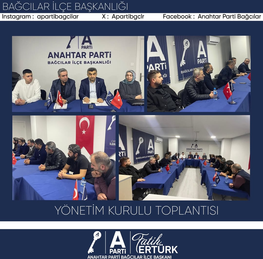 Anahtar Parti Bağcılar İlçe Başkanlığı olarak İlçe Başkan Vekilimiz Sn. Salih Aydın’ın Başkanlığında haftalık yönetim kurulu toplantımızı gerçekleştirdik.